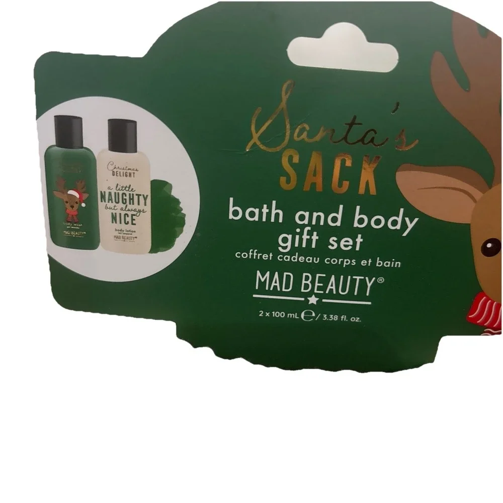 New Mad Beauty Santa's Sack Bath And Body Gift Set Cotton Candy Scent